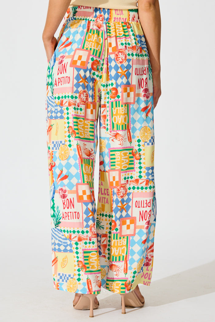 Gilligan Pant in White Multi Conversational Print back