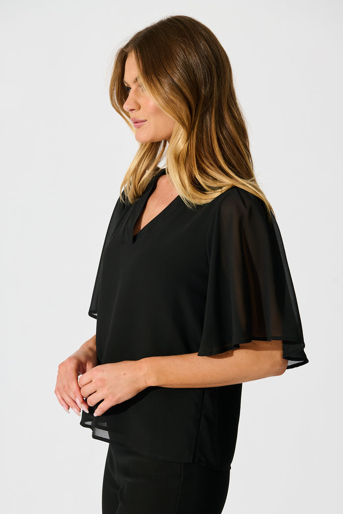 Refined Rhythm Top in Black Chiffon side