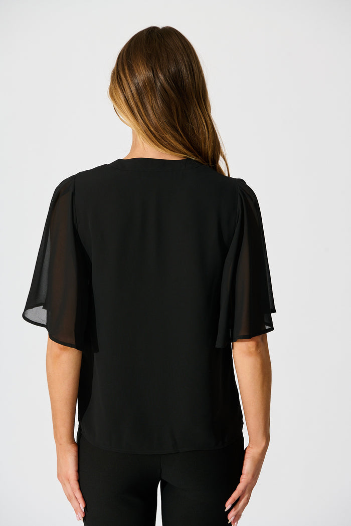Refined Rhythm Top in Black Chiffon back