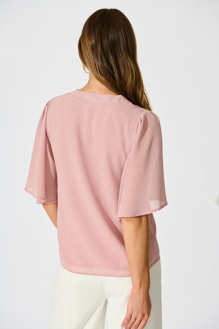 Refined Rhythm Top in Dusty Pink Chiffon back