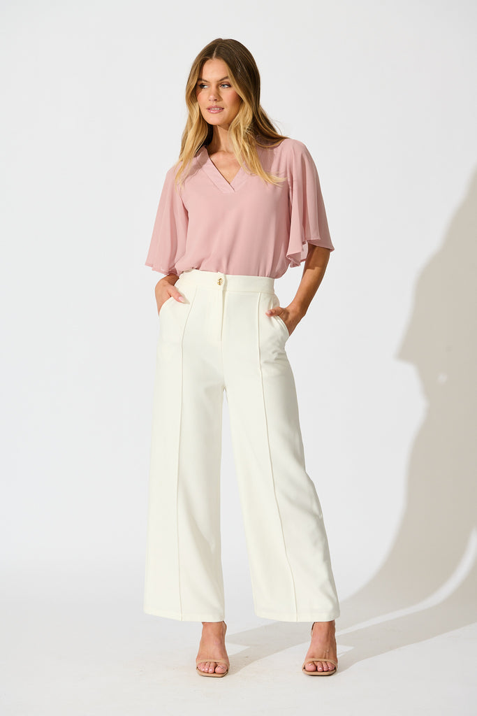 Refined Rhythm Top in Dusty Pink Chiffon full length