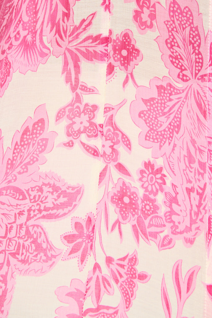 Elodie Top in Pink Leaf Print fabric