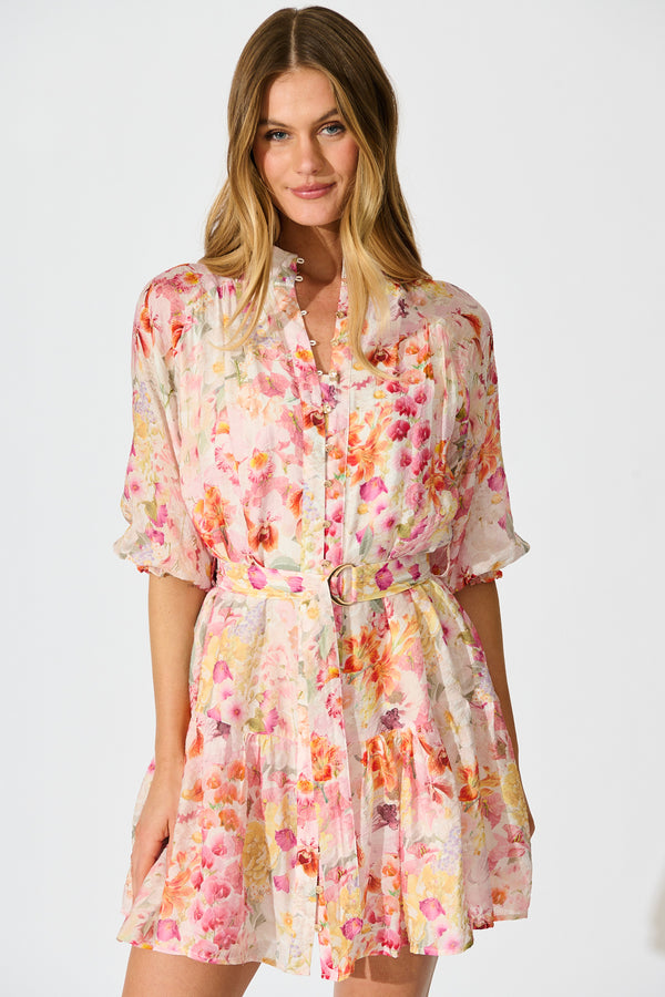 BLUSH/WHITE FLORAL DRESS 7G main image 1