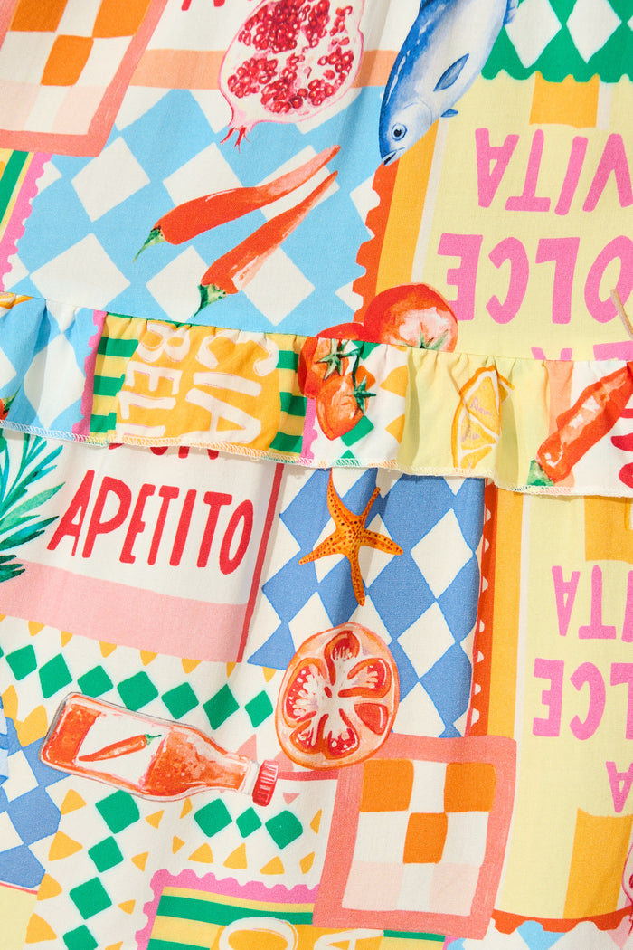 Power Of Love Shirt Dress in White Multi Conversational Print fabric