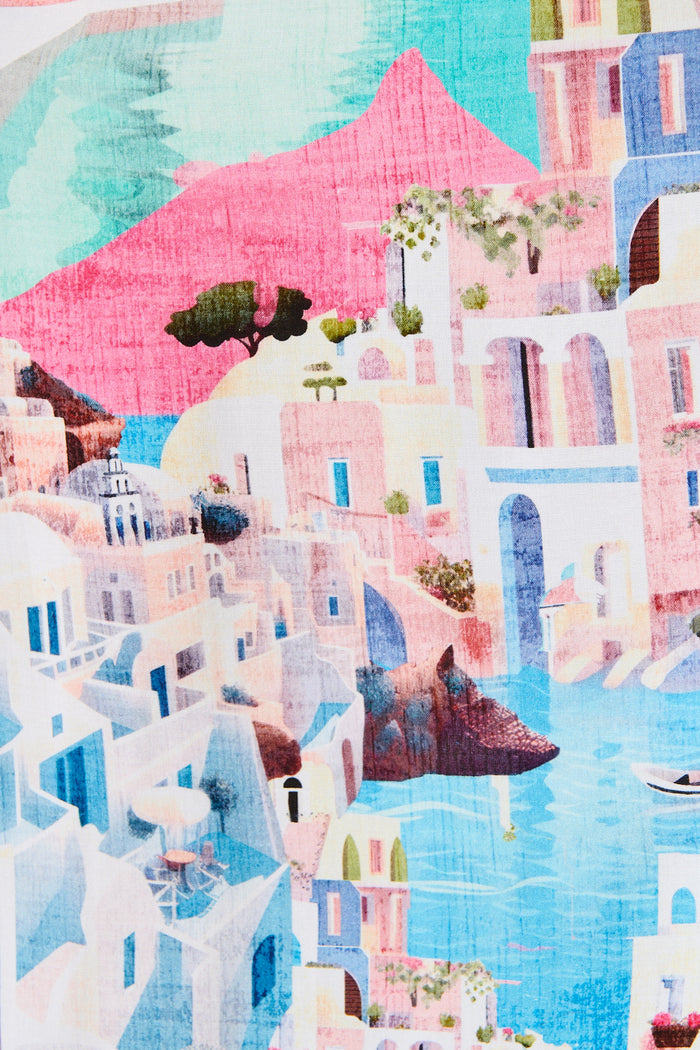 Francy Midi Shirt Dress in Multi Print fabric