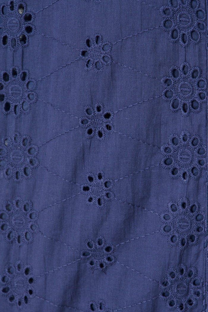 Krizza Top In Navy Embroidered Cotton fabric