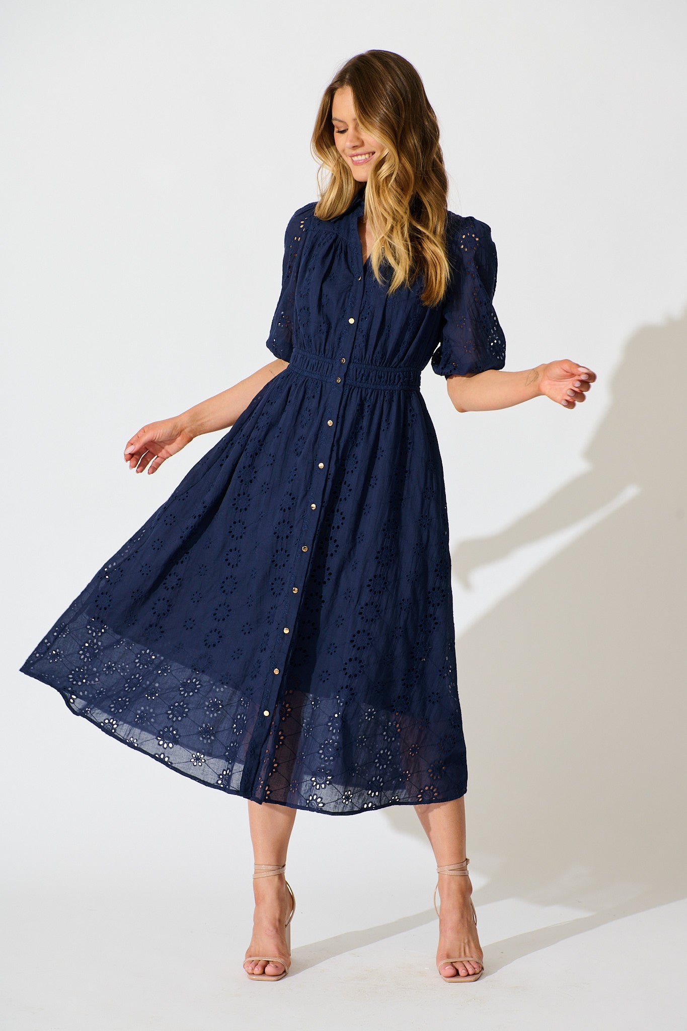 Ayla Midi Dress Navy Embroidered Cotton | St Frock St Frock Ayla Midi Dress Navy Embroidered Cotton | St Frock St Frock