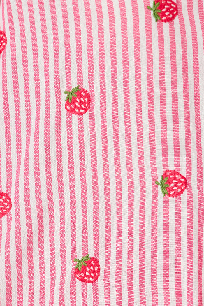 Strawberry Fields Shirt In Pink Stripe Embroidered Cotton fabric