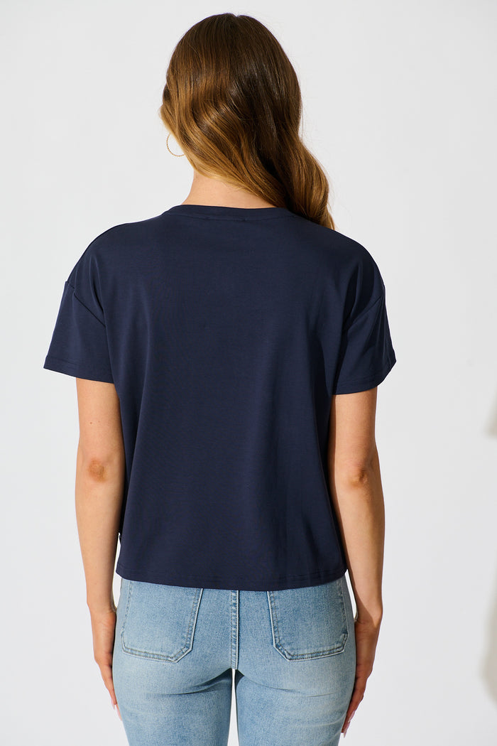 Dela T Shirt In Navy Cotton Blend back