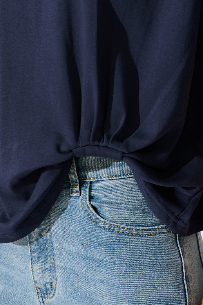 Dela T Shirt In Navy Cotton Blend detail