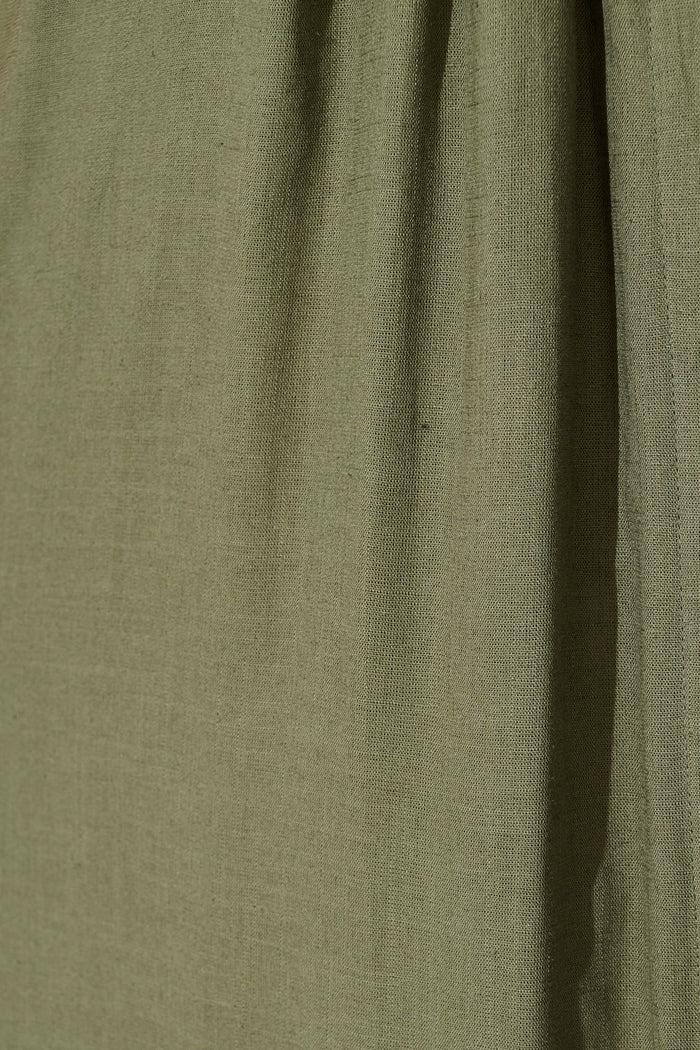 Imari Midi Dress in Khaki Linen Blend fabric