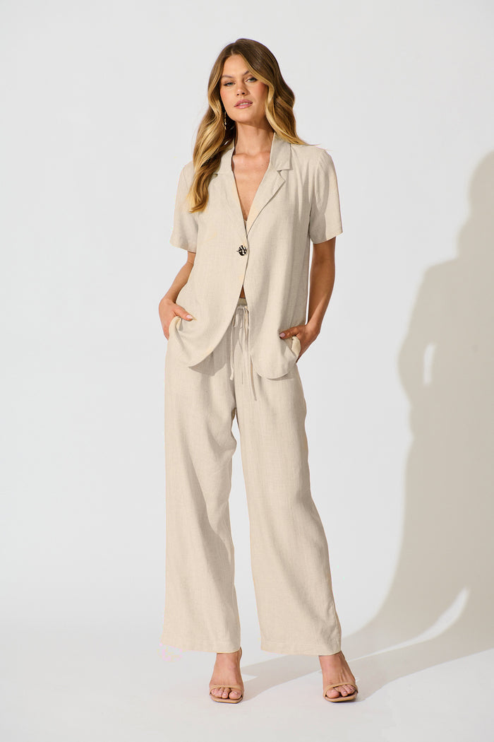 Natural Form Pant in Oatmeal Cotton Linen full length