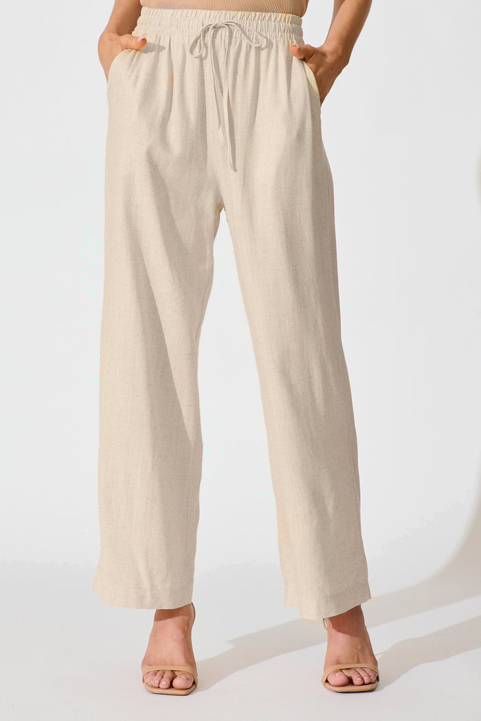 Natural Form Pant in Oatmeal Cotton Linen front