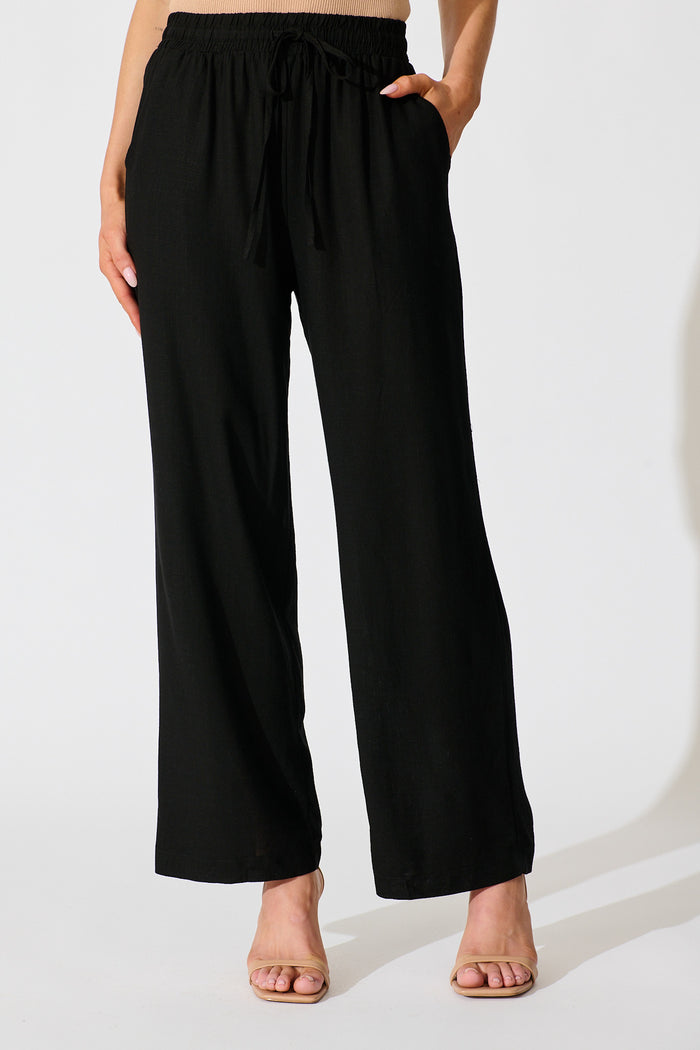 Natural Form Pant in Black Cotton Linen front