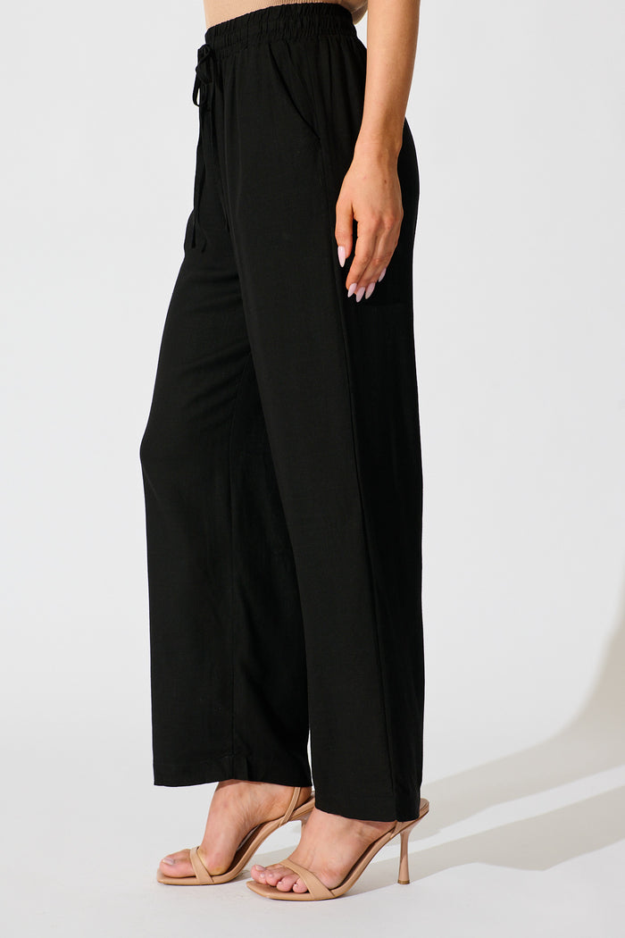 Natural Form Pant in Black Cotton Linen side