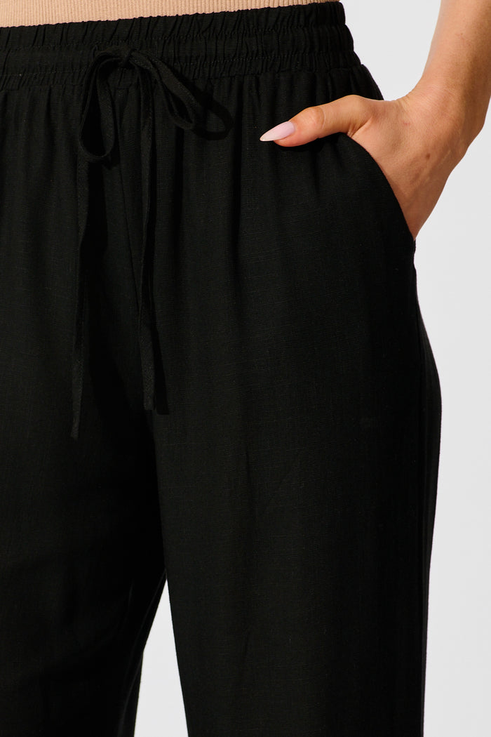 Natural Form Pant in Black Cotton Linen detail