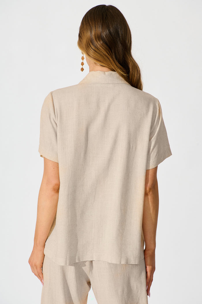 Soft Structure Top In Oatmeal Cotton Linen back
