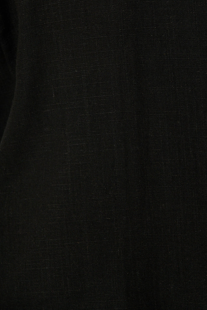 Soft Structure Top In Black Cotton Linen fabric