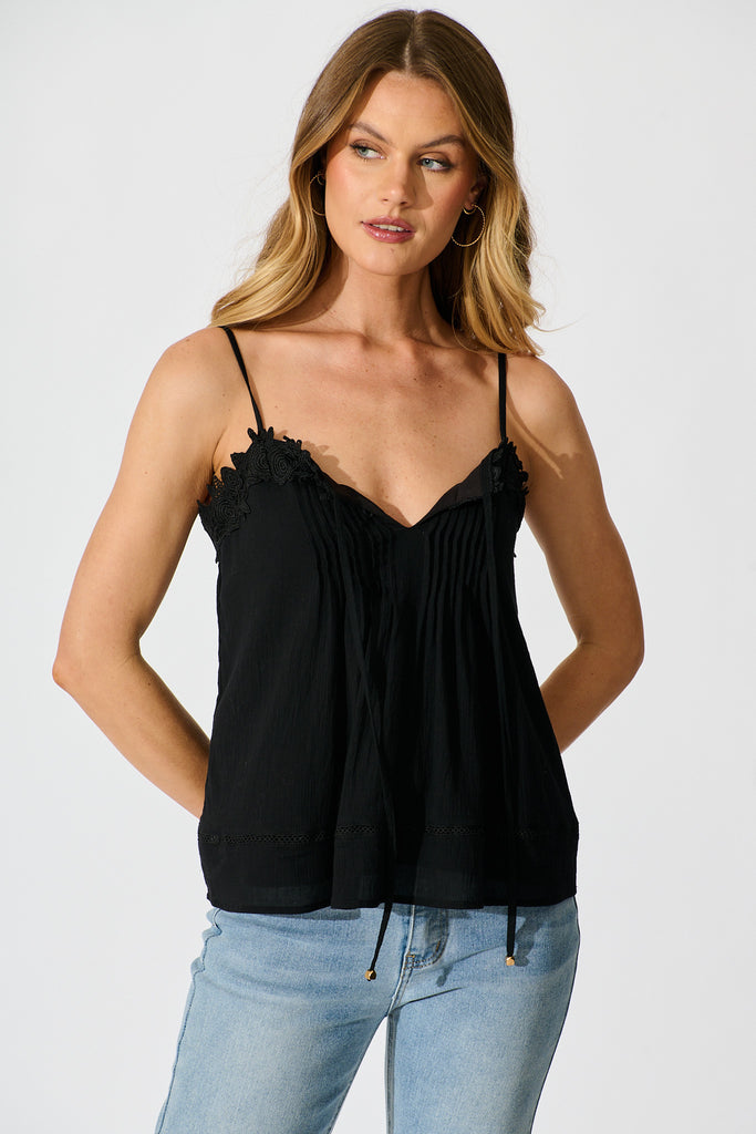 Susie Cami Top in Black Cotton | St Frock