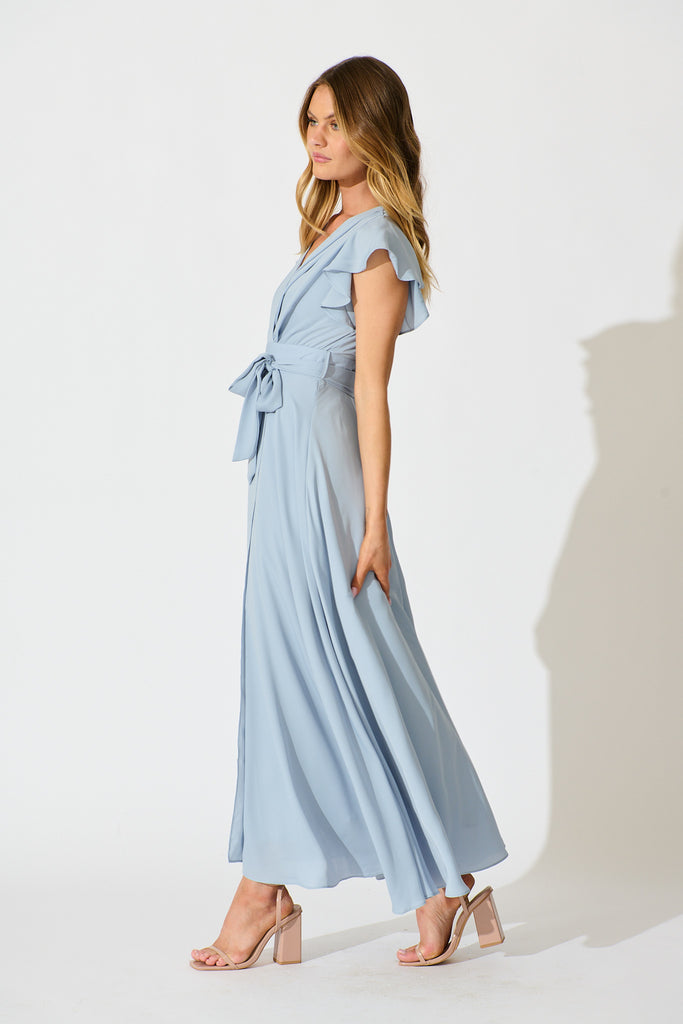 Wynter Maxi Dress in Dusty Blue Chiffon side