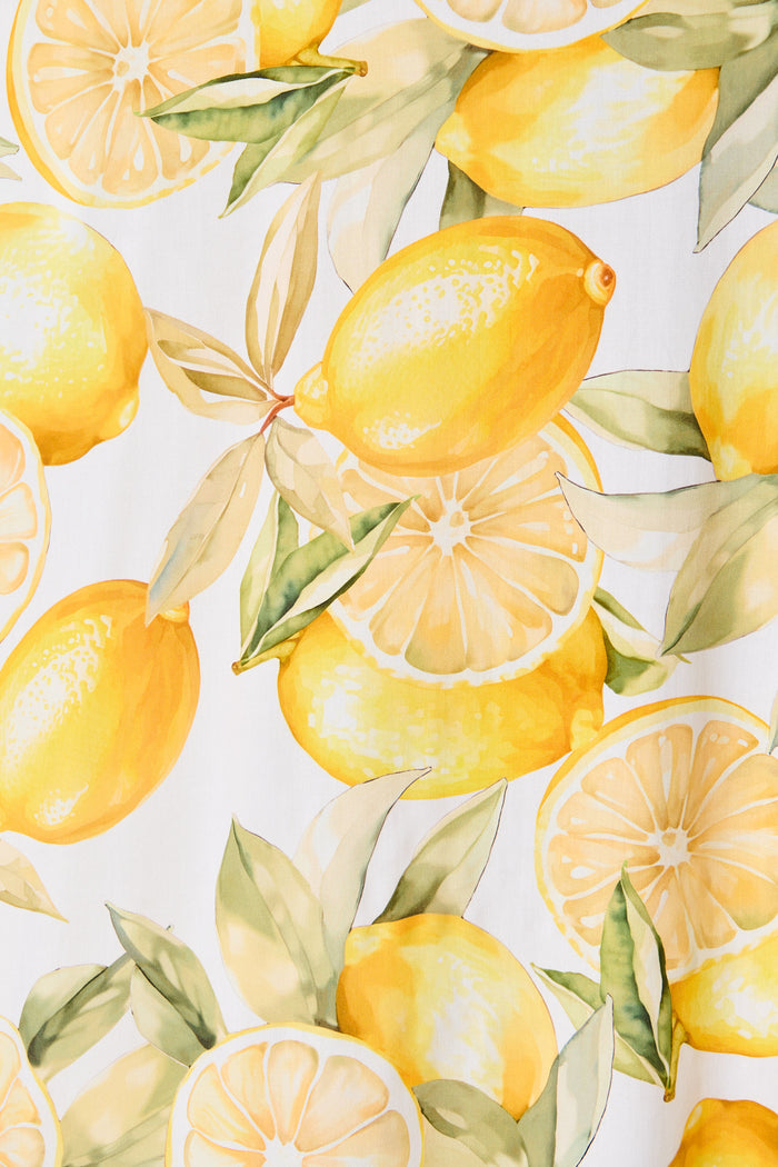 No Scrubs Maxi Dress in Butter Yellow Lemon Print fabric