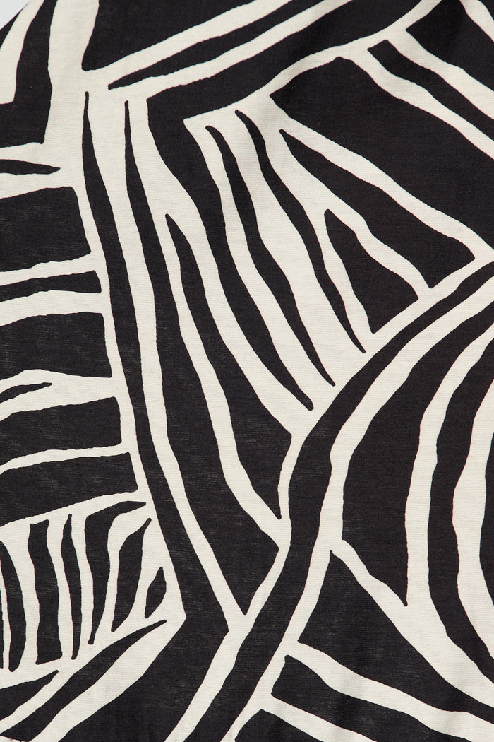 Davina Midi Smock Dress in Black and White Cotton Blend fabric