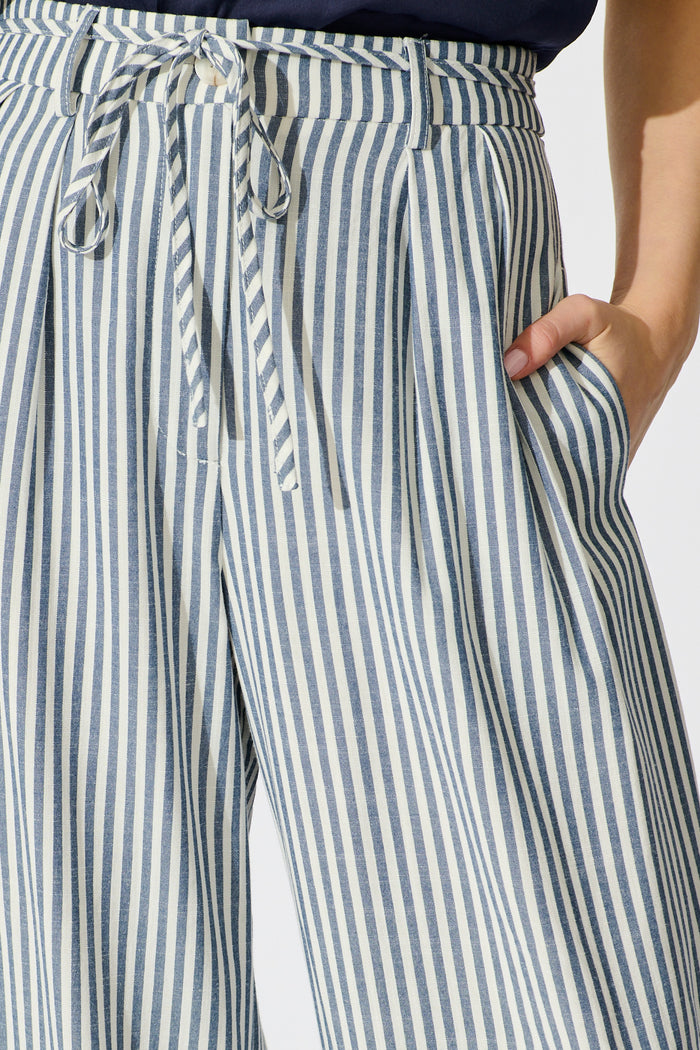 Amoura Pant in Blue Stripe detail