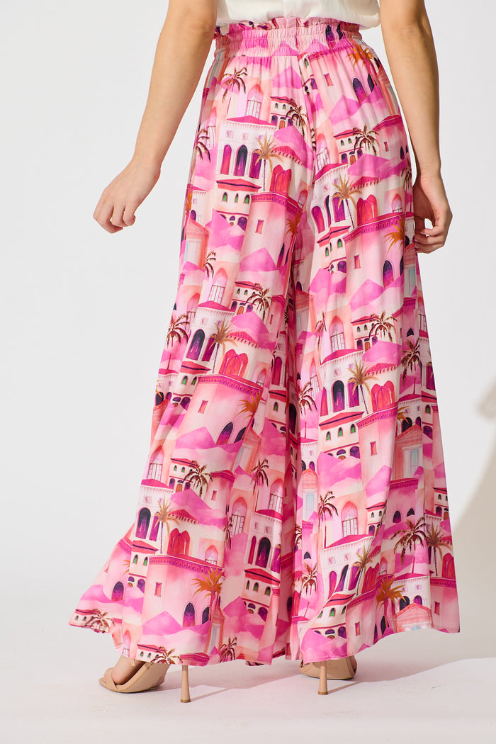 Mariah Pant in Pink Resort Print back