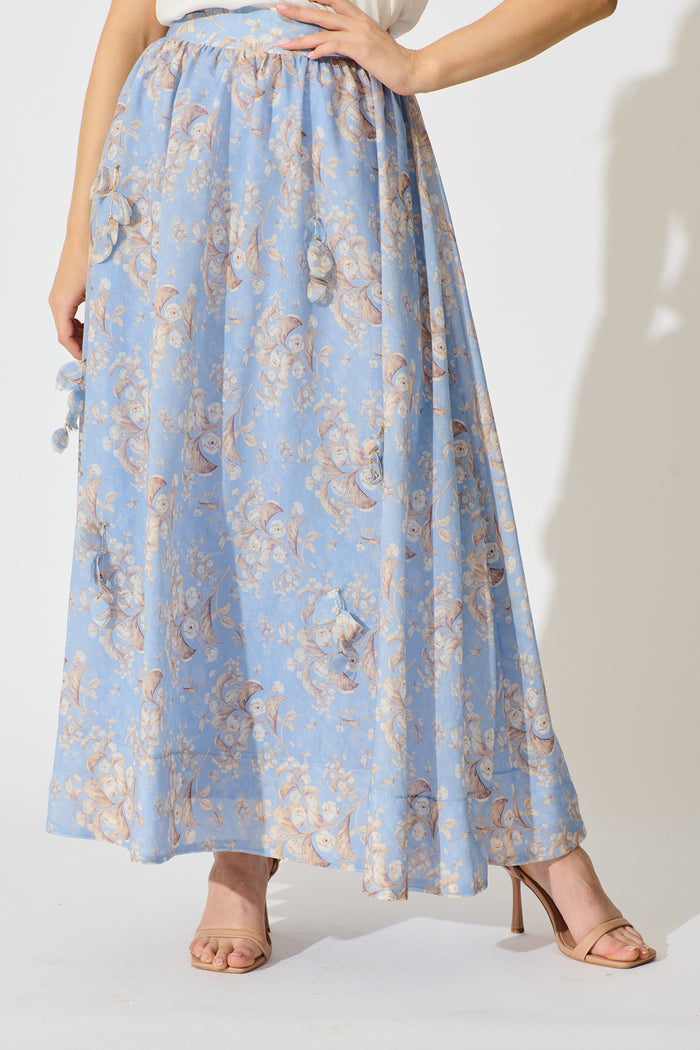 Gardenlight Maxi Skirt in Blue Floral front