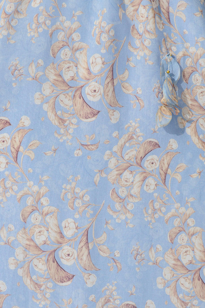 Gardenlight Maxi Skirt in Blue Floral fabric