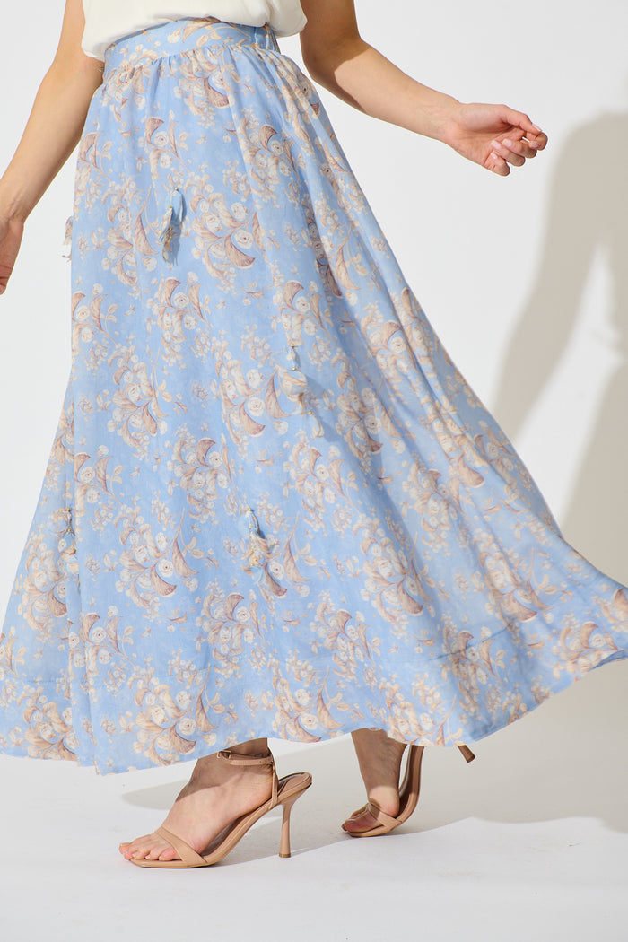Gardenlight Maxi Skirt in Blue Floral side