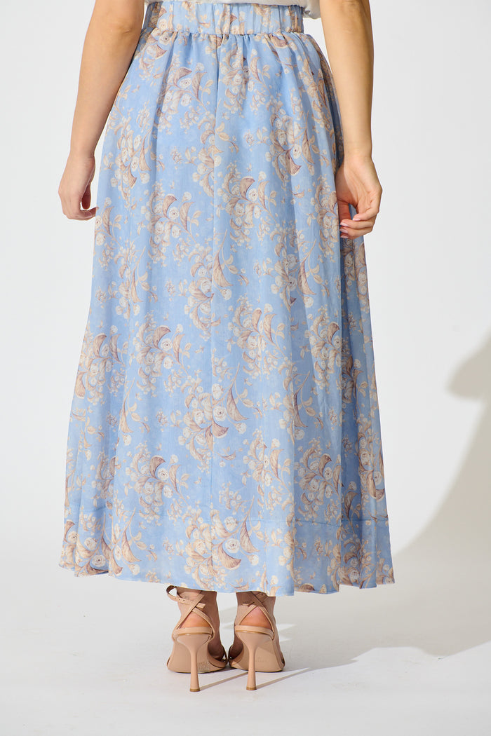 Gardenlight Maxi Skirt in Blue Floral back
