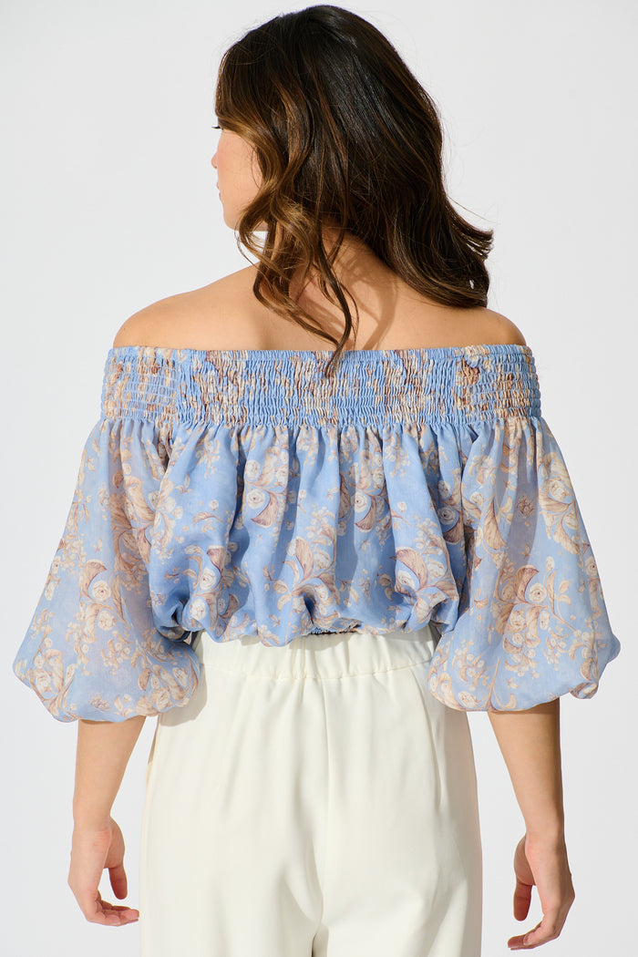 Petal Haze Top in Blue Floral back