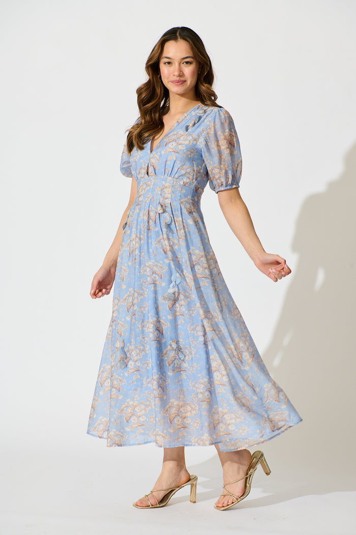 Faded Botanica Maxi Dress in Blue Floral side