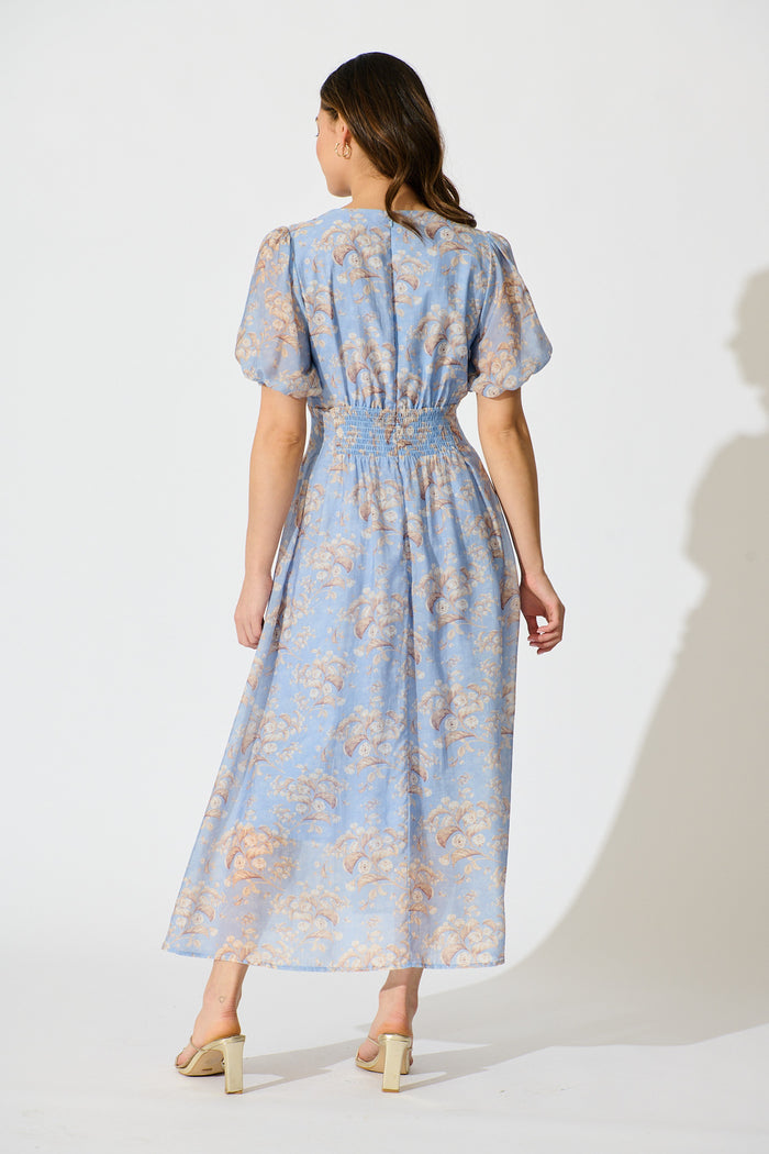 Faded Botanica Maxi Dress in Blue Floral back