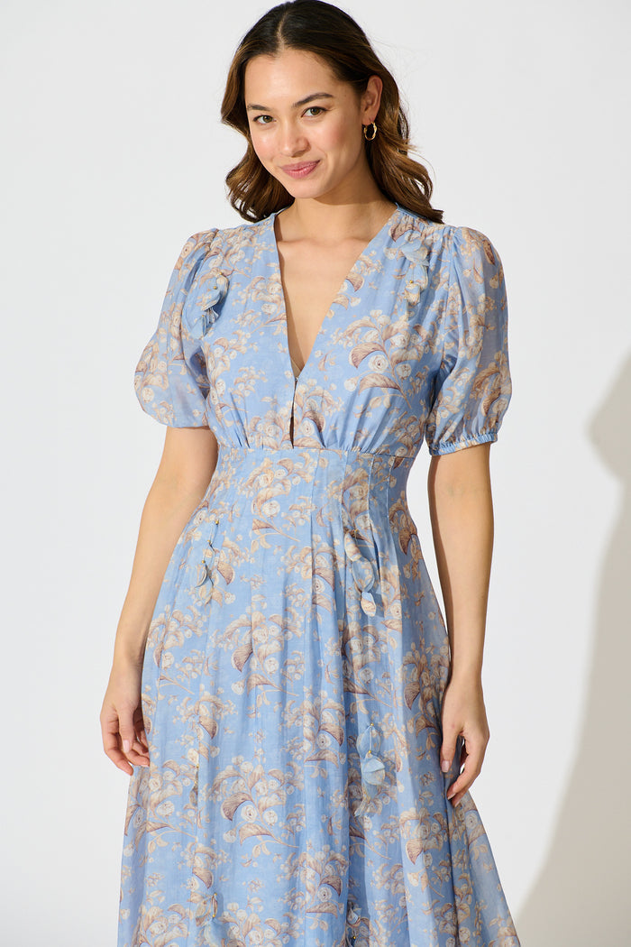 Faded Botanica Maxi Dress in Blue Floral front