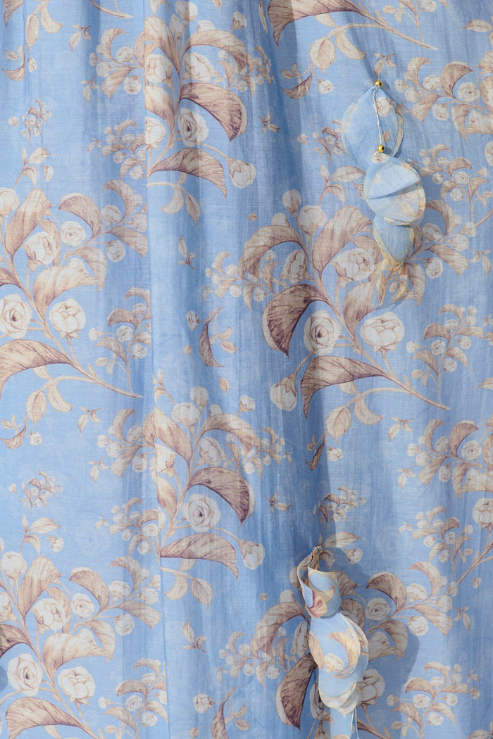 Faded Botanica Maxi Dress in Blue Floral fabric