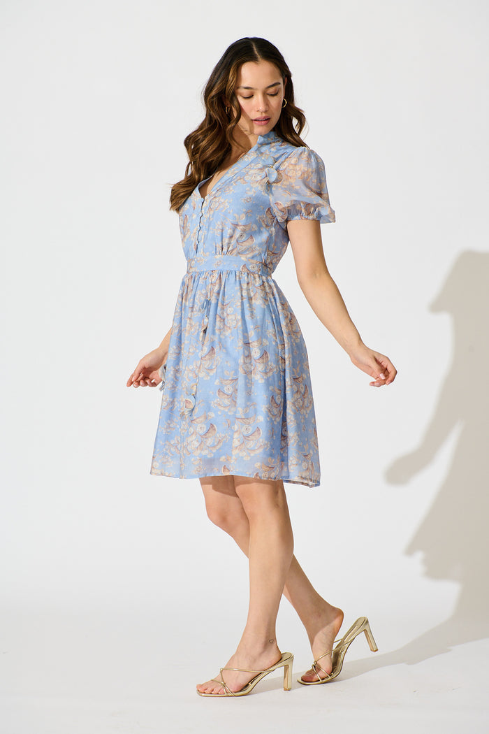 Vintage Bloom Dress in Blue Floral side
