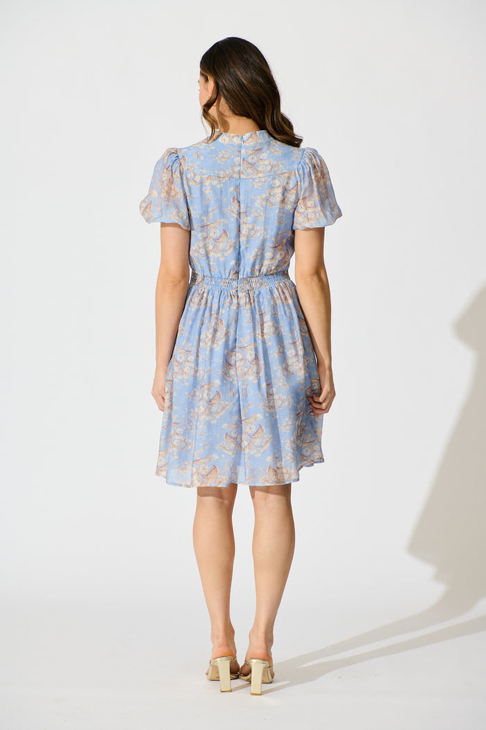 Vintage Bloom Dress in Blue Floral back