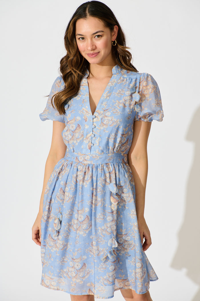 Vintage Bloom Dress in Blue Floral front