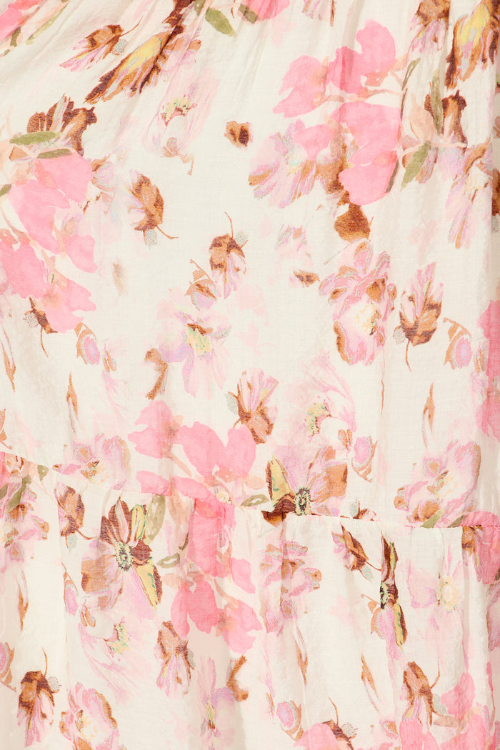 Finn Dress in White with Pink Floral fabric