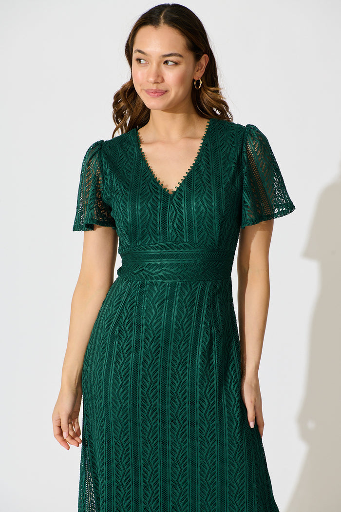 Quintessa Midi Dress Emerald Lace | St Frock Quintessa Midi Dress Emerald Lace | St Frock