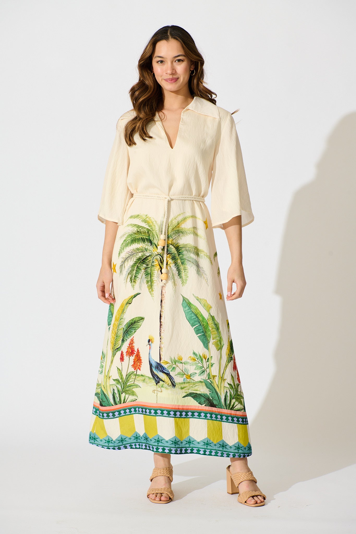 Orlando Maxi Dress  Cream Palm Print | St Frock  St Frock