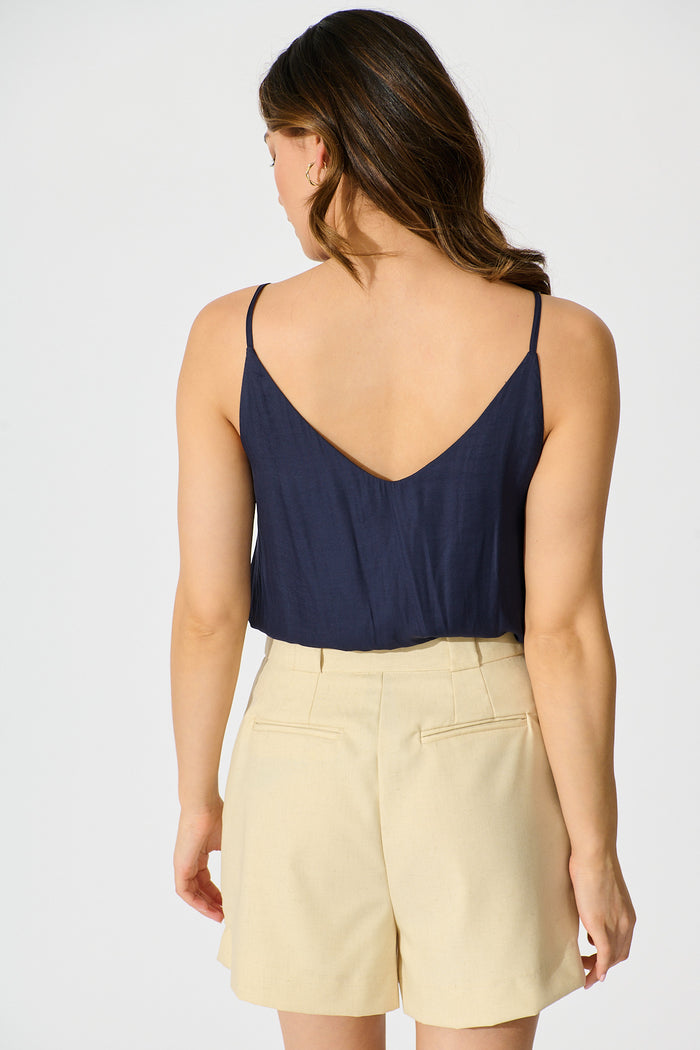 Leonora Short in Beige Linen Blend back