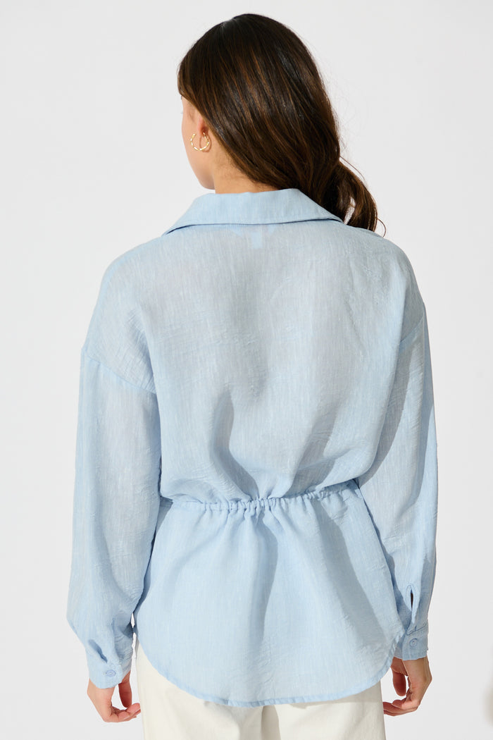 Lysandra Shirt in Pale Blue Linen Blend back