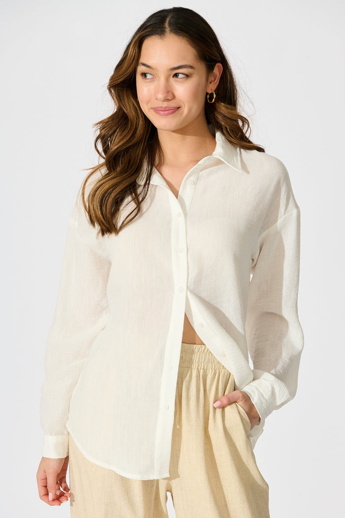 Lysandra Shirt in White Linen Blend front