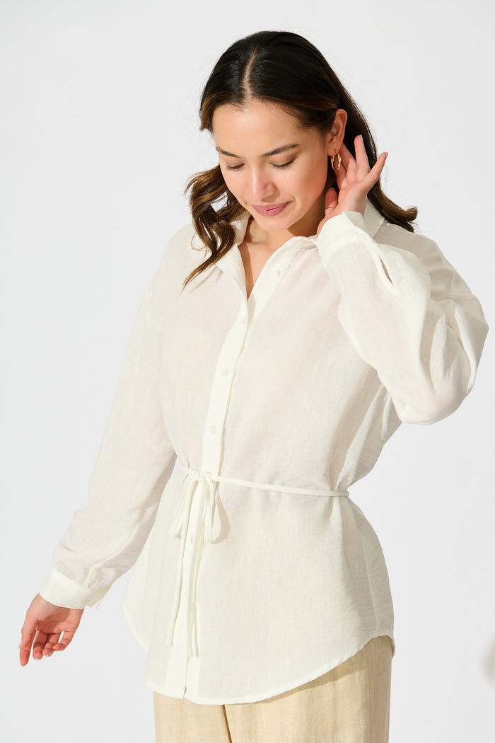 Lysandra Shirt in White Linen Blend side