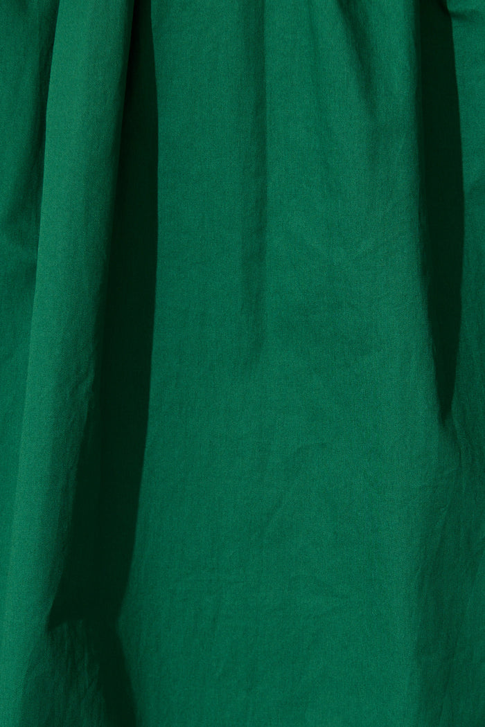 Mila Midi Dress in Emerald Cotton fabric
