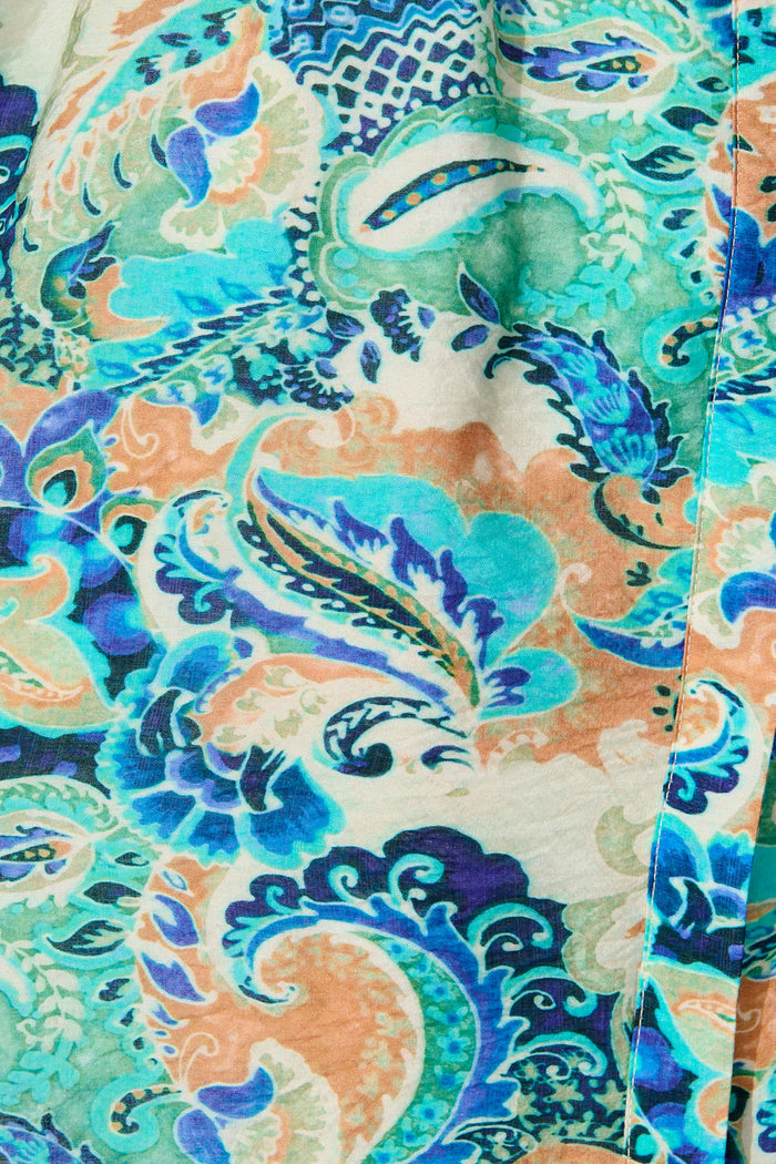 Rochella Dress in Green with Multi Print fabric