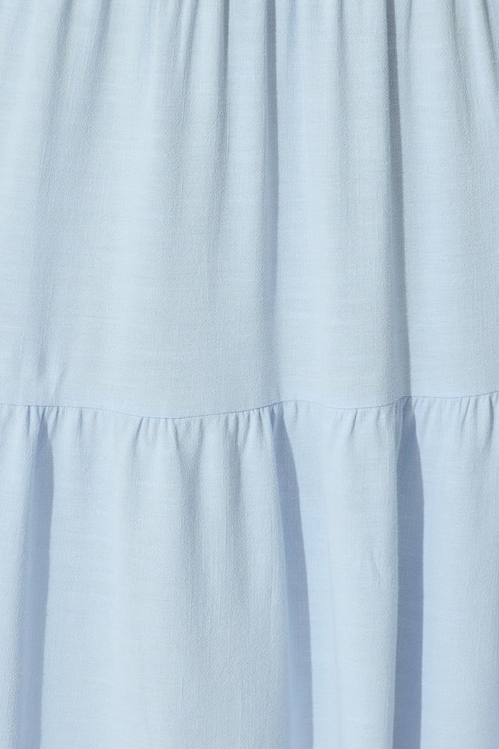 Heavenly Midi Dress In Blue Linen Blend fabric